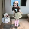 Conjunto de Ropa para Niña 2026 Nuevo Verano Ropa Infantil Casual Camiseta de Manga Corta con Estampado de Perro y Falda Conjunto de Dos Piezas