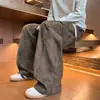 Calça Casual Confortável Masculina Tendência Nova Outono/Inverno 2026 Patchwork Tricolor Tie-Dye Veludo Cotelê Tamanho Plus