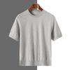 Verão Novo Casual Manga Curta Seda de Amora Lã Misturada Masculino Gola Redonda Camiseta Tricotada Manga Meia-Manga Tops Masculinos Atacado