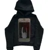 Sudadera con capucha informal de estilo retro vintage Y2K americano, estilo oscuro gótico punk, estampado de calle alta, manga larga