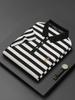 Camisa POLO de Comercio Exterior para Hombre 2025 Verano Nueva 230G Juvenil Exquisita Bordada a Rayas Manga Corta Top