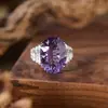 Anel Grande de Citrino Natural e Ametista com Pedra Preciosa em Prata de Lei S925 Unissex Venda Quente no Xiaohongshu Atacado