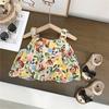 Set Top Halter Floral Coreano para Niñas Chaleco para Bebé Pantalones Acampanados Conjunto de Dos Piezas Forro Tejido Huzhou Ropa para Niños