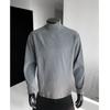 Nuevo para Otoño Hombre Capa Base Ajustada Suéter de Doble Cara Tipo Polar Cuello Medio Alto Cálido Deconstruido Camiseta de Manga Larga para Hombre