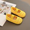 Zapatos de Abuela Veraniegos Calados Transpirables Zapatos de Princesa Tejidos Color Sólido Estilo Coreano para Niñas Slip-On Moda Casual Versátiles