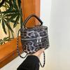 Mini Bolso con Estampado de Leopardo 2025 Nuevo Transfronterizo Bolso de Mano con Cadena Retro para Mujer Bolso Cruzado Versátil para Mujer Bolso de Moda para Mujer