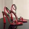 Sandalias de tacón alto para mujer, nueva colección de verano 2026, diseño de punta abierta con adornos de pedrería, detalle de correa única con hebilla, tacón de aguja, charol, zapatos sexys para mujer