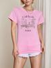 Camiseta de Mujer Casual de Manga Corta con Estampado de Paisaje Urbano Europeo y Americano Transfronterizo, Moda de Verano 2025, Versátil, para Mujer, en stock