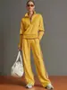 2026 Nuevo Conjunto Deportivo Casual Transfronterizo Estilo Europeo y Americano Moda Bloques de Color Cuello Alto Sudadera Pantalones de Pierna Ancha Conjunto de Dos Piezas para Mujer