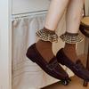 Calcetines de encaje con diseño de hoja de loto Ioulor para chica, hasta la pantorrilla, versión japonesa y coreana 2025, transpirables, versátiles, de algodón, calcetines Zhuji al por mayor