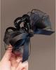 Pinza de Lazo Doble Faz Negro Estilo Hepburn para Mujer, Grande, de Alta Gama, para el Cabello, Parte Posterior de la Cabeza, Tipo Tiburón, Tocado