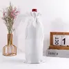 Bolsa de lino fruncida con cordón para vino al por mayor spot bolsa de embalaje para vino Champagne juego de bolsas de lino grueso imprimible