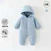Ropa de Bebé Cálida Color Jengibre, Clase A, Primavera y Otoño, Pelele con Capucha Acolchado de Algodón 100g, Mono de Algodón para Niños