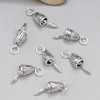 Colgante de flor pequeña de cuerno de plata de ley S925, estilo vintage desgastado, plata tailandesa, material para abalorios hechos a mano DIY, venta al por mayor de joyería