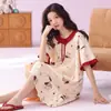 [Algodão Puro] Pijama Novo Estilo 2026 para Mulheres, Camisola de Verão Fina de Manga Curta com Desenhos que Pode Ser Usada Fora de Casa como Roupa de Casa Soltinha