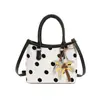 Bolsa tote casual estilo coreano para mulheres, novo modelo de verão 2026, bolsa de lona fashion com bolinhas grandes, bolsa de mão, bolsa de ombro, bolsa transversal