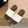 Pantuflas Peludas de Tacón Medio y Suela Plana para Mujer, Para Usar al Aire Libre, Otoño/Invierno, Correa Única, Suela Gruesa, Antideslizantes, Pantuflas de Felpa de Moda para Mujer, Mocasines