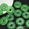 Pendente de paz esculpido verde esmeralda cristalino 24mm atacado acessórios de joias de jade diy acessórios de brinco de pingente de jade