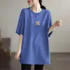 Camiseta de Manga Corta Holgada Talla Grande para Mujer, Marca Nueva de Moda Verano 2026, Camiseta de Longitud Media que Cubre la Cadera