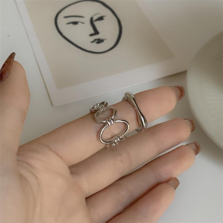 个性几何戒指2件套