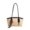 Bolso de mano retro de gran capacidad para mujer, estilo occidental, con costuras en contraste, estilo primavera 2025.