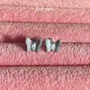Pendientes de Mariposa de Diamante Flash para Mujer Pendientes de Lujo Ligero Celebridad de Internet de Corea del Sur Exquisitos Moda Elegante