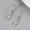 Argola de Orelha Cruz de Diamante Unissex Neutra Hip Hop Brincos de Orelha Estilo Europeu e Americano Moda Argola de Orelha de Zircônia Joia