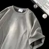 Ajuste Camiseta de Verano para Hombre de Manga Corta y Media Diseño Estilo Americano Ean Deconstruido Peso Pesado Cl Marca de Moda Camiseta Gamuza High Street Temporada