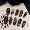 Uñas vestibles de Halloween superventas transfronterizas europeas y americanas, piezas de arte de uñas de calabaza, calavera y fantasma puramente hechas a mano, productos terminados para venta al por mayor de alta gama