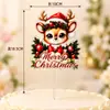 Topper de Bolo de Acrílico para Natal e Ano Novo de 2027 Rena de Desenho Animado Decoração de Bolo MerryChristmas