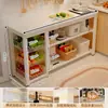 Estante de almacenamiento de cocina premium, multifuncional, de pie, multicapa, encimera ultradelgada, gabinete de almacenamiento, gabinete de lado estrecho para uso doméstico