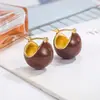 Serie de Color Café Caramelo Pendientes Redondos de Bola para Mujer 2022 Nuevos Pendientes de Moda Otoño de Gama Alta Pendientes Retro Elegantes de Otoño e Invierno