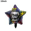 Balón de estrella de cinco puntas de película de aluminio de 18 pulgadas feliz año nuevo globo de papel de aluminio Arreglo de celebración de reunión anual de fiesta de Año Nuevo