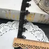 Acessórios de renda para roupas estilo Chanel, fita de renda espinha de peixe em poliéster preto, estilo centopeia, para confecção de roupas.