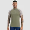 Camiseta de Verano Absorbente de Sudor, Transpirable, de Secado Rápido, con Cuello Alto de Media Cremallera, Ropa Deportiva Ajustada para Senderismo, Top de Manga Corta para Fitness para Hombre