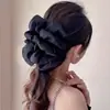 Popular pinza para el pelo de tela esponjosa con encaje de estrellas y lazo de gasa de burbujas, pinza de garra extragrande para recogidos en la parte posterior de la cabeza