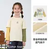 [100% Algodão] Camiseta Infantil Hall de Algodão Falsa Duas Peças Primavera e Outono Blusa de Tricô Infantil Camiseta Esportiva 100% Algodão