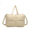 Bolsa Acolchoada de Algodão Xiaohongshu, Bolsa de Penas, Bolsa Tote Casual de Grande Capacidade Feminina 2024, Bolsa de Ombro Feminina para o Dia a Dia, Bolsa de Mão