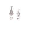 Brincos Assimétricos de Nota Musical para Guitarra com Contas de Parafuso, Criativos Estilo Ab Brilhantes com Diamantes Zircônia Diária Brincos de Nota Musical para Baixo