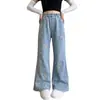 Jeans para Niña para Primavera y Otoño, Estilo Veraniego Elegante y de Moda, Pantalones Acampanados para Niños Grandes con Pedrería, Versión Coreana de Primavera, Pantalones Sueltos para Niños