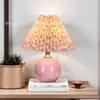 Abajur Floral Quarto Luminária de Cabeceira Estilo Francês Meio do Século Tecido Atmosfera Iluminação Decorativa Regulável Proteção Ocular Dimmerização