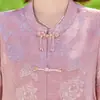Vestido Elegante Estampado de Manga Corta para Mamá, Nuevo Conjunto de Dos Piezas Estilo Nacional Chino para Mujeres de Mediana Edad y Mayores