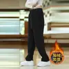 Calça casual de tricô para atacado transfronteiriço masculina 2026 Outono Inverno Novo Espessada com Veludo Calças Masculinas Roupa para Homens de Meia-Idade Calças Esportivas