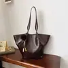 Bolsa Tote Grande Capacidade Amassada Nova Outono 2026 Moda Feminina Versátil para o Trabalho Casual Bolsa de Ombro
