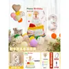 Decoración de primer cumpleaños con notas adhesivas de colores, pastel, tablero KT, globos para niños y niñas, accesorios para fotos de escena de hotel, pared de fondo