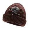 Chapéu de Lã Tricotado de Inverno para Mulheres de Meia-Idade e Idosas, Chapéu Quente para Mães e Senhoras Idosas, Versátil Simples Estilo Novo com Lã para Proteção contra o Frio