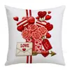 Fundas de Almohada Serie Día de San Valentín Transfronterizo con Bordado de Imitación Impreso en 2D de Personajes de Dibujos Animados Lindos y Diseños Florales