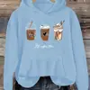 Sudadera Casual de Moda para Mujer, Patrón de Café - Poliéster, con Cordón, Bolsillos Código Inglés