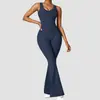 Conjunto de Yoga Seamless Personalizado Amazon Peça Única Feminino Perna Larga Esportivo Elástico Fitness Cruzado Costas Abertas Fábrica Conjunto Tamanho