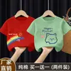 Estilo Verano 2025 Mediana y Grande Niños 100% Algodón Camiseta de Manga Corta para Niñas Moda Bebé Versátil Cuello Redondo Top Estampado